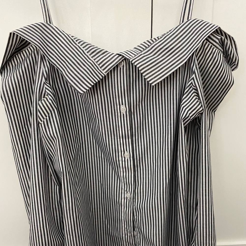 Off shoulder button up shirt